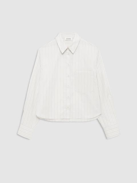 ANINE BING Essie Cropped Shirt - Cream Pinstripe