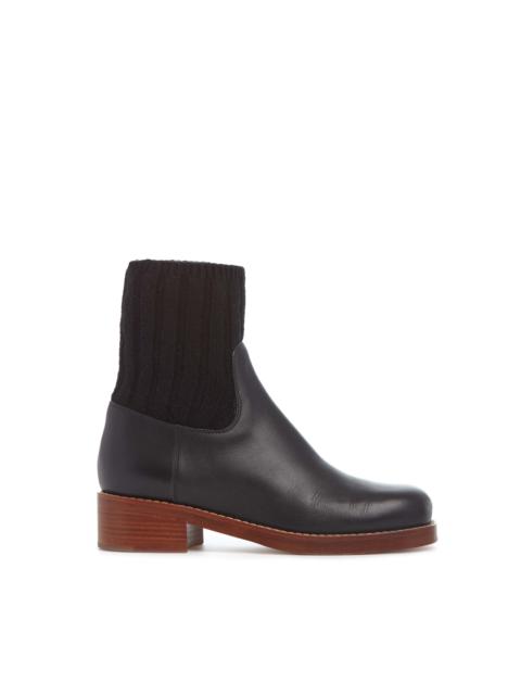 Hobbes Sock Boot in Black Leather & Cashmere