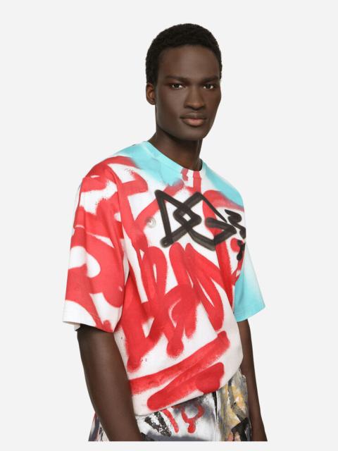 Dolce & Gabbana Cotton T-shirt with spray-paint graffiti print