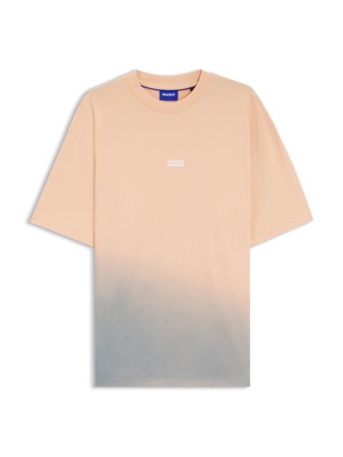 HUGO DIP-DYED LOGO T-SHIRT IN COTTON JERSEY