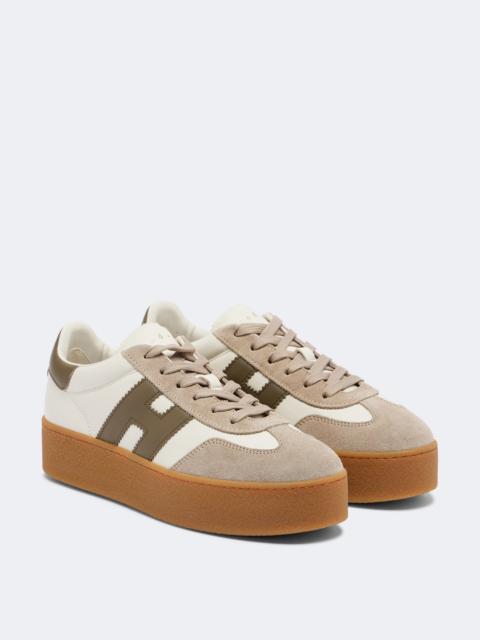 HOGAN Cool suede-trimmed leather platform sneakers
