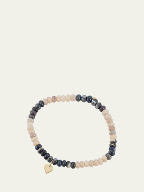 SYDNEY EVAN Opal and 14K Gold Tiny Pure Heart Charm Bracelet