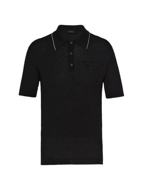 Prada cashmere and lamé polo shirt