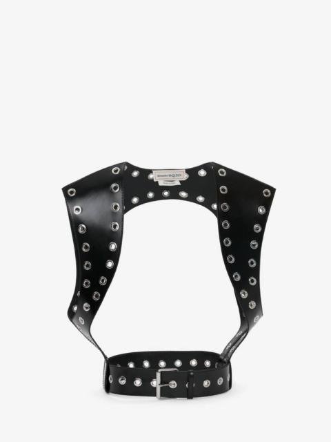 Alexander McQueen Women's Eyelet Leather Harness in Black/silver