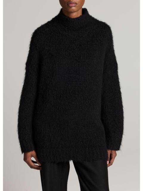 Vince Brushed Wool-Cotton Oversized Mock-Neck Sweater