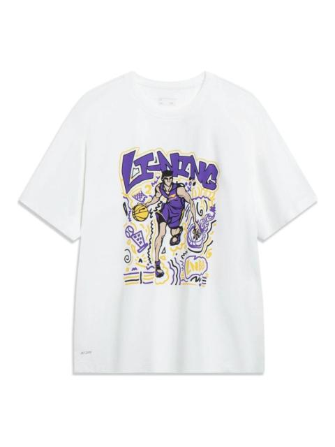 Li-Ning Hoops Comics Graphic T-shirt 'White' AHST569-1