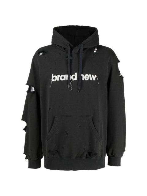 doublet logo-print ripped-detail hoodie