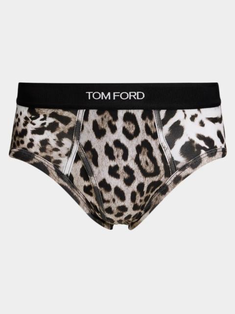 TOM FORD Men's Snow Leopard-Print Briefs