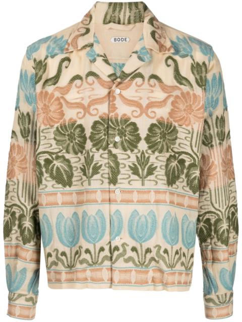 BODE patterned-jacquard cotton shirt
