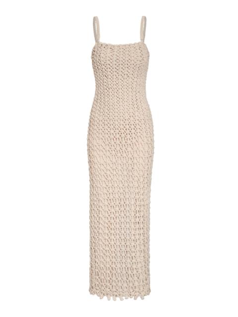 ANDRES OTALORA Poesia Quieta Cotton Macrame Maxi Dress taupe