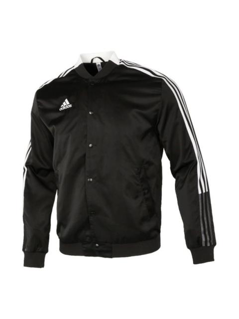 adidas Classic Stripes Logo Windproof Baseball Jacket Men's Black GL6860