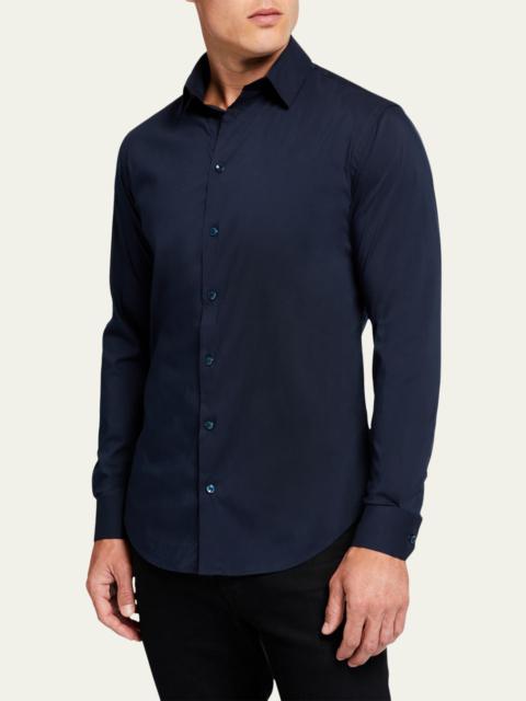 GIORGIO ARMANI Men's Basic Sport Shirt, Navy