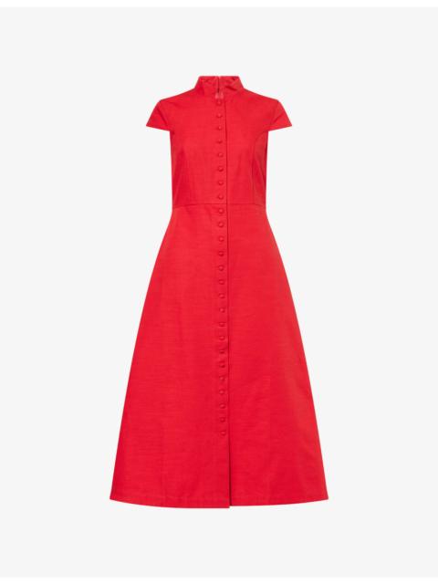 DESTREE Amoako Button-Front Cotton Midi Dress
