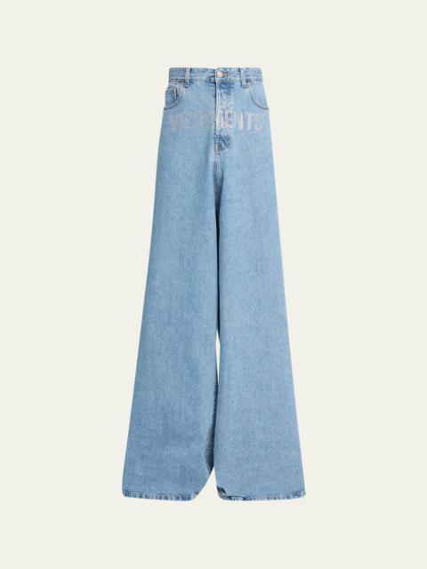 VETEMENTS Men's Crystal Logo Baggy Jeans