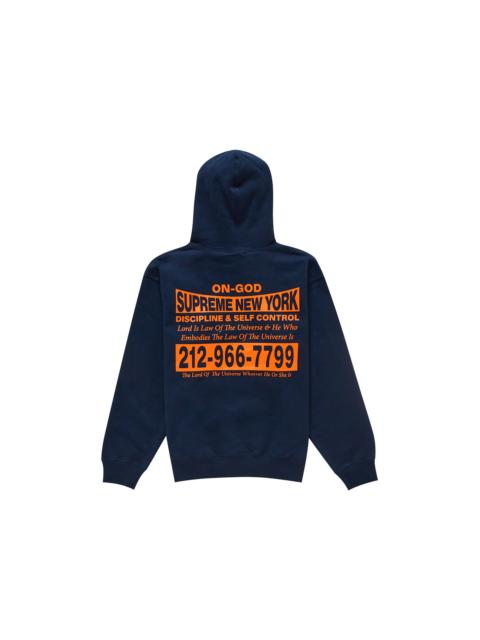 Supreme Supreme On God Hooded Sweatshirt Navy