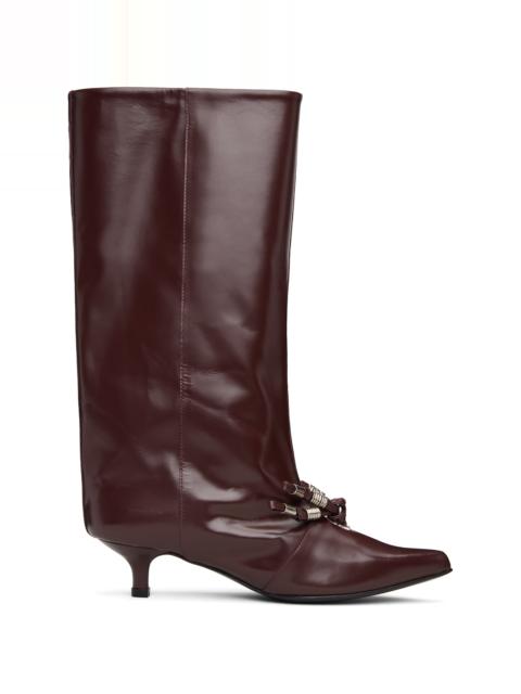 TOGA PULLA Burgundy Leather Tall Boots