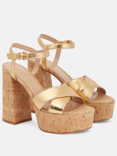 JIMMY CHOO Clare Wedge 130 Silver Metallic Nappa Leather Wedge 