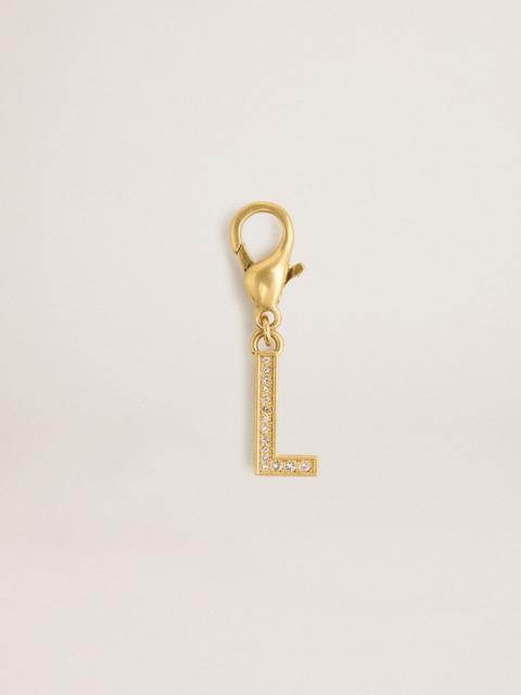 Golden Goose Letter L charm in gold-colored brass with crystals