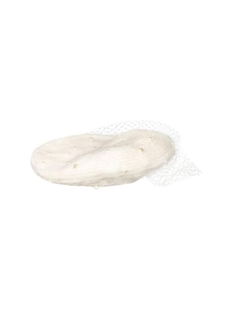 pearl-embellishment voilette beret