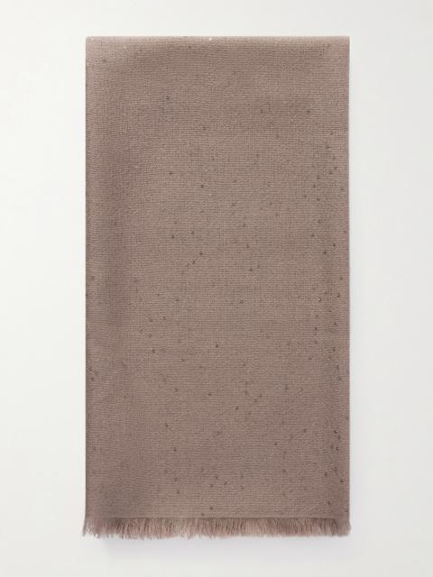 Brunello Cucinelli Sequined Cashmere And Silk-blend Scarf