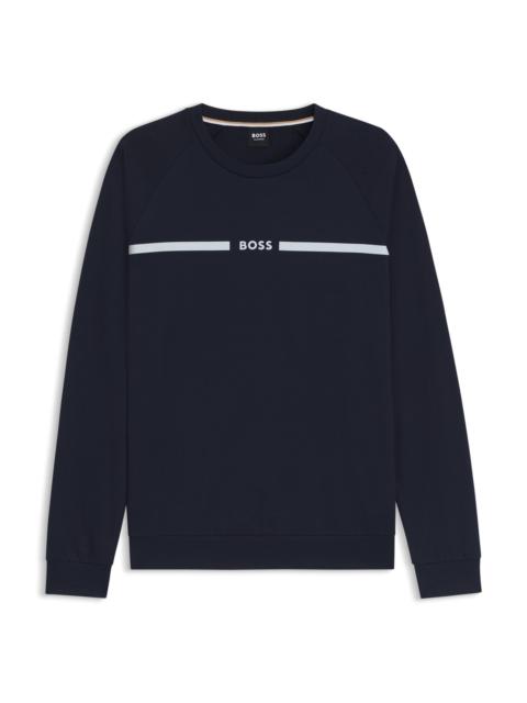 BOSS COTTON-TERRY SWEATSHIRT WITH LOGO AND STRIPE