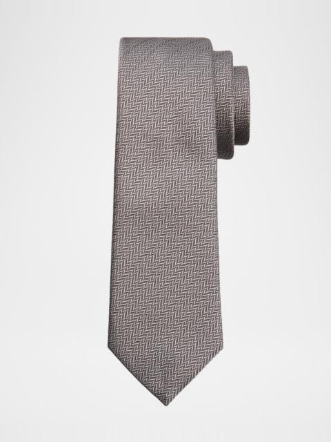 EMPORIO ARMANI Men's Chevron Jacquard Silk Tie