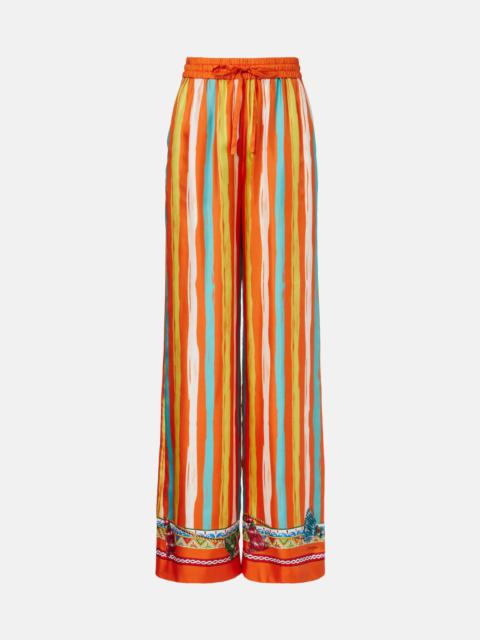 Dolce & Gabbana Striped silk palazzo pants