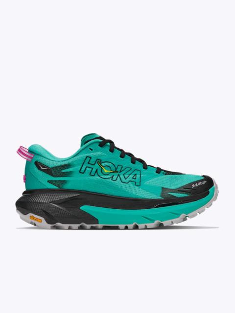 HOKA Women's Mafate 5 Shoes in Black/Electric Aqua