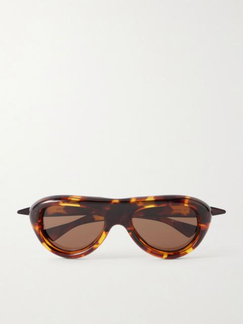 Bottega Veneta Sardine aviator-style injected sunglasses Tortoiseshell
