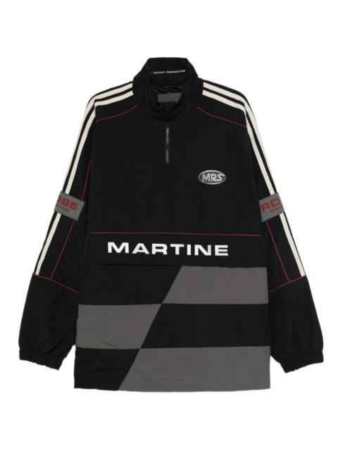 Martine Rose panelled logo-emblem zip-up sweater