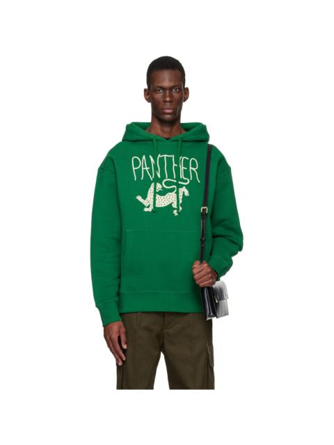 Valentino Green Cotton 'Panther' Print Hoodie