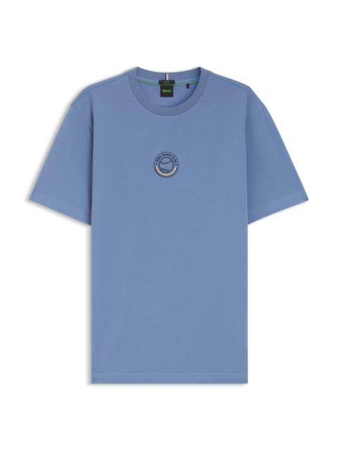 BOSS STRETCH-COTTON T-SHIRT WITH TENNIS ARTWORK