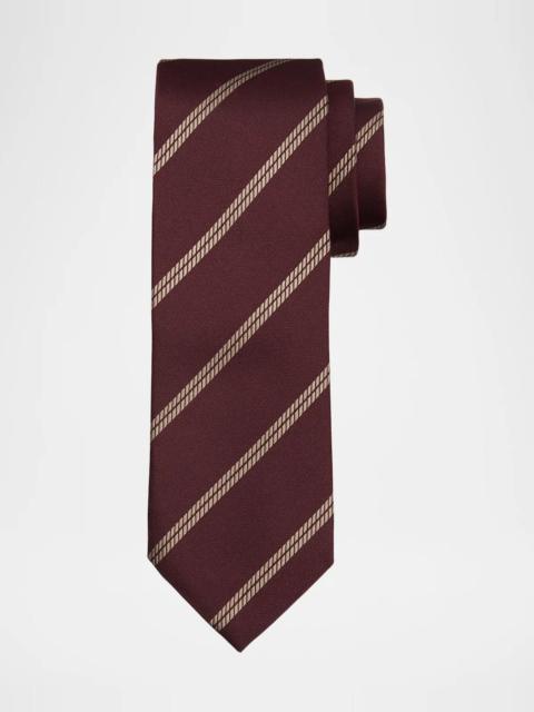 Brunello Cucinelli Men's Regimental Stripe Silk Tie