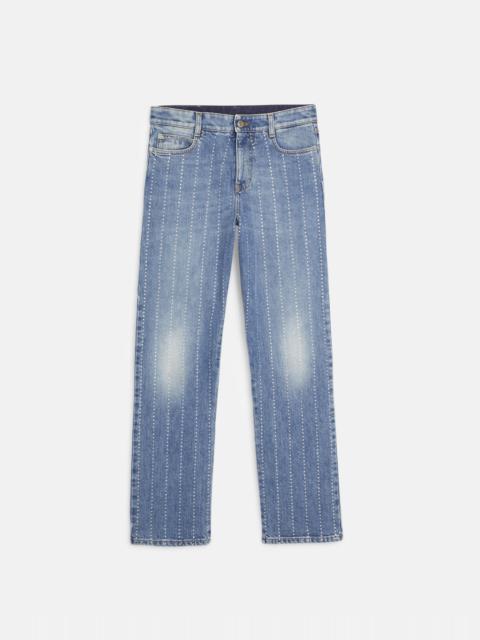 Diamanté Striped Straight Denim Jeans