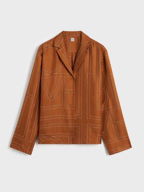 TOTEME Monogram silk pj top terracotta