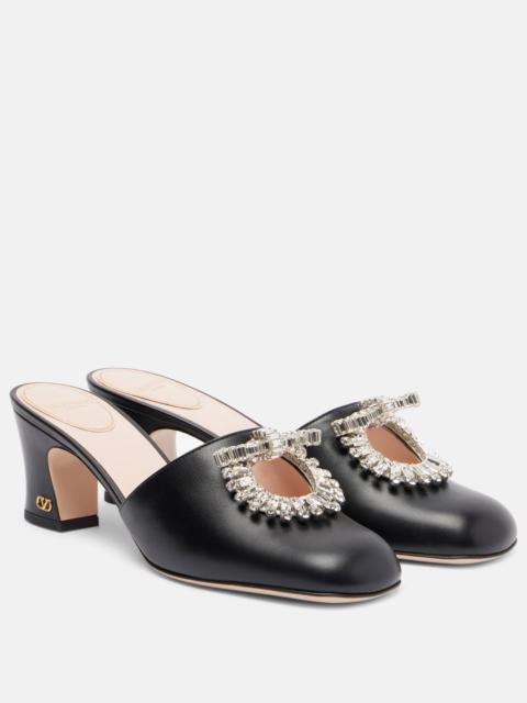 Valentino Adamantine 60 embellished leather mules