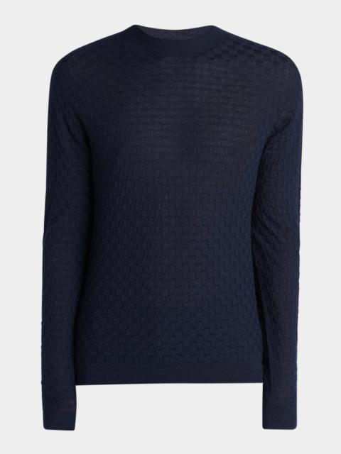 GIORGIO ARMANI Men's Quadrant Knit Cashmere and Silk Crewneck Sweater