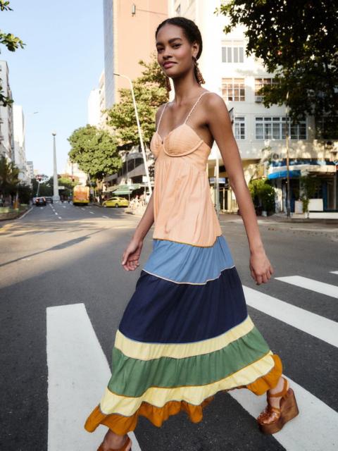 Multicolor Pleats Lenzing Ecovero Euroflax Maxi Dress