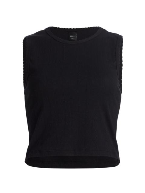 LESET Women's Pointelle Sleeveless Crewneck Top - Black