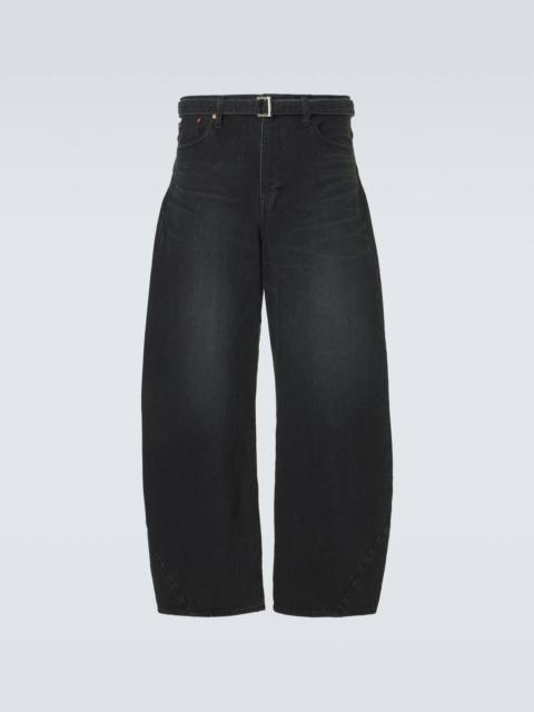 sacai Belted barrel-leg jeans
