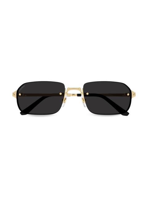 Cartier Men's Santos Classic 56MM Rectangular Sunglasses - Gold Black