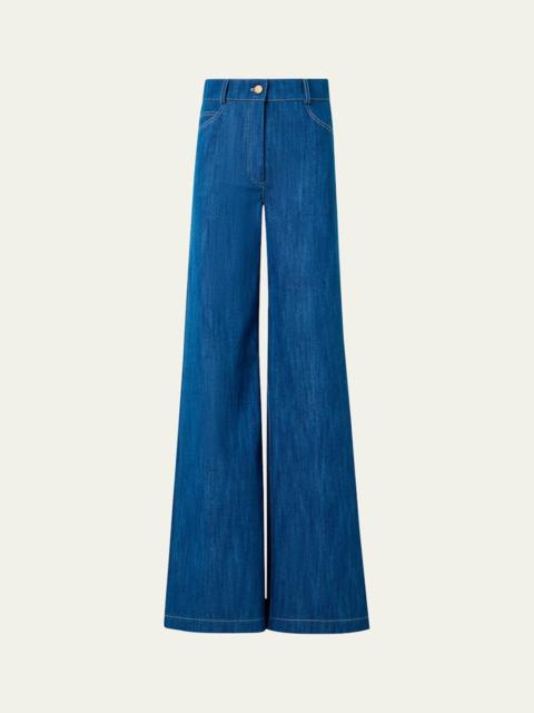 AKRIS Cooper Stretch Denim Wide-Leg Pants