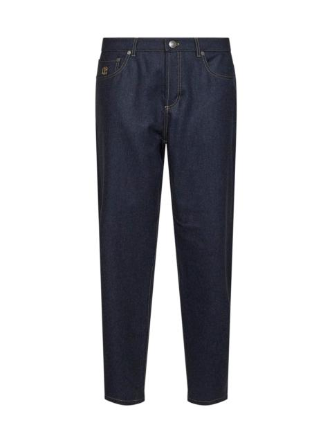 Brunello Cucinelli Blue virgin wool flannel five-pocket trousers