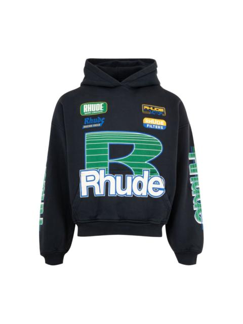 Rhude racing-print logo hoodie