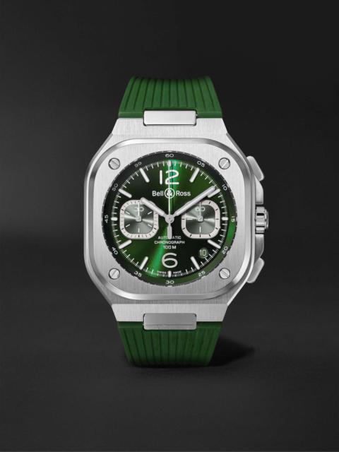 BR 05 Automatic Chronograph 42mm Stainless Steel and Rubber Watch, Ref. No. BR05C-GN-ST/SRB