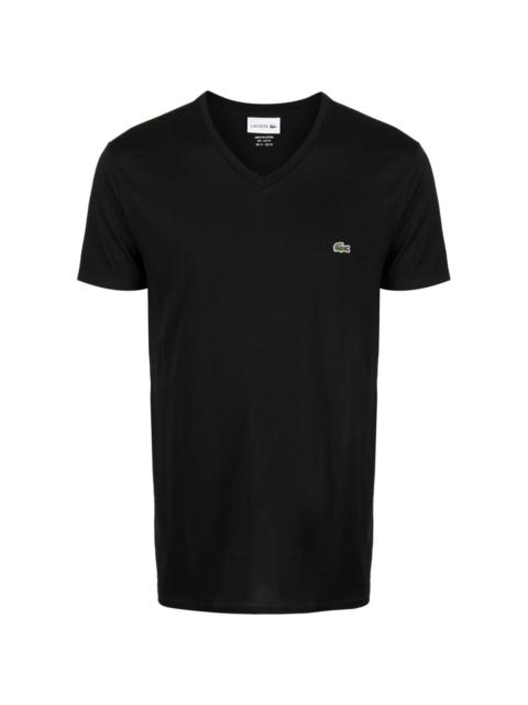 LACOSTE logo-patch V-neck cotton T-shirt