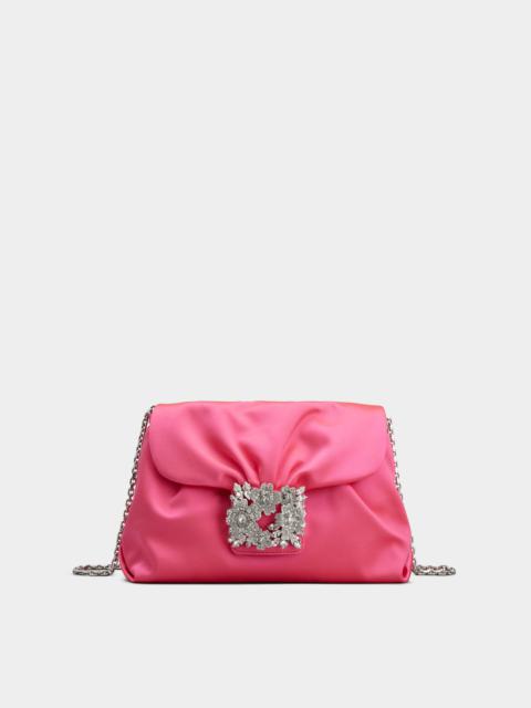 Roger Vivier RV Bouquet Strass Buckle Drape Mini Bag in Satin
