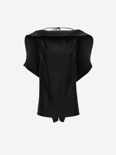MAGDA BUTRYM Longline silk draped blouse in black