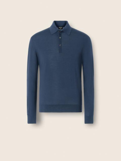 ZEGNA LIGHT BLUE TROFEO 15MILMIL15 WOOL POLO SHIRT