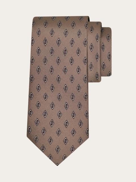 FERRAGAMO Micro Gancini print silk tie